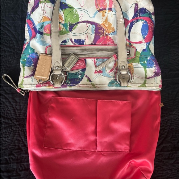 Coach Multicolor Print Shoulder Bag with Zip Closure - Picture 5 of 9